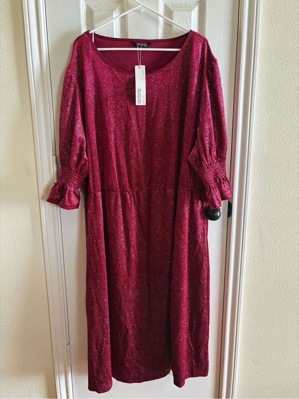 Women's Shimmery Cranberry Midi Dress